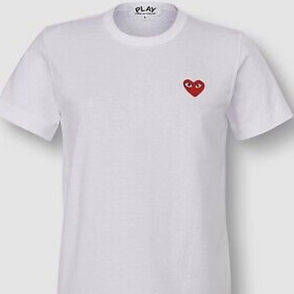 COMME DES GARCONS PLAY Classic Embroidered Heart T-Shirt white (size small) - Picture 1 of 3